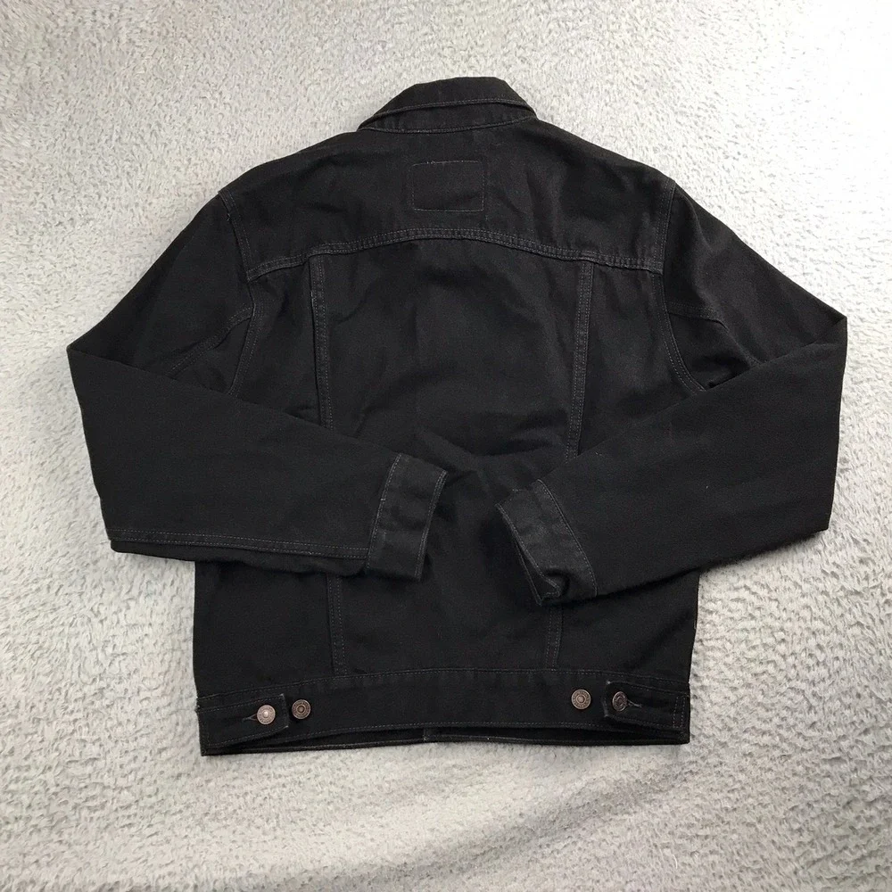 Levis 70507 Relaxed Fit Denim Trucker Jacket Mens S Black Button Up Coat